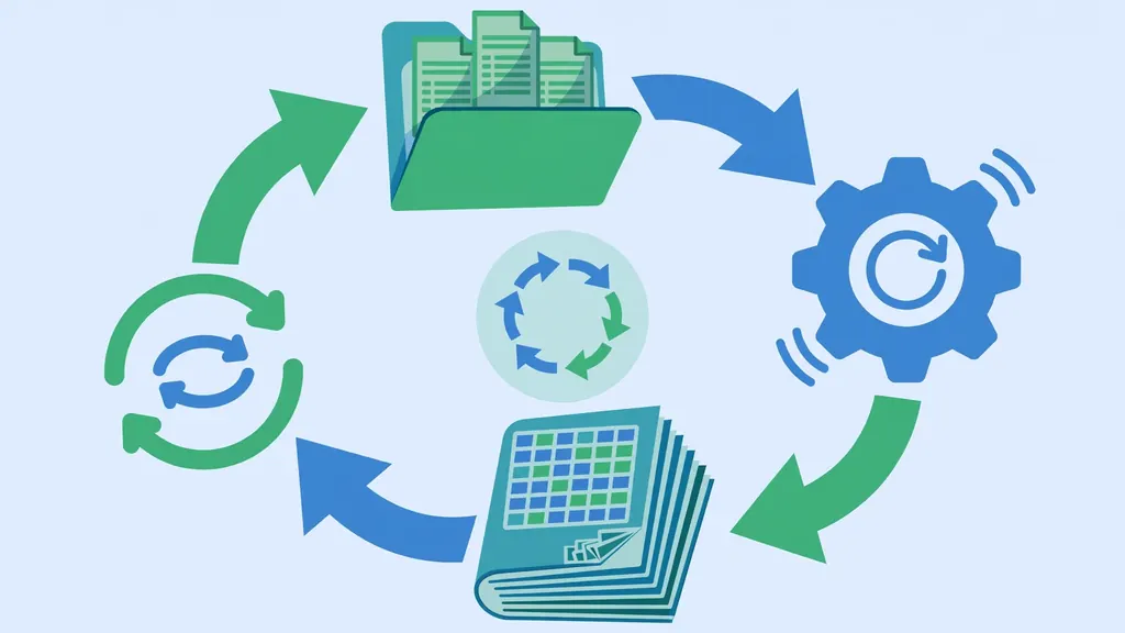 Illustration of a VBA loop importing a whole folder of CSV files into one Excel workbook with multiple sheets