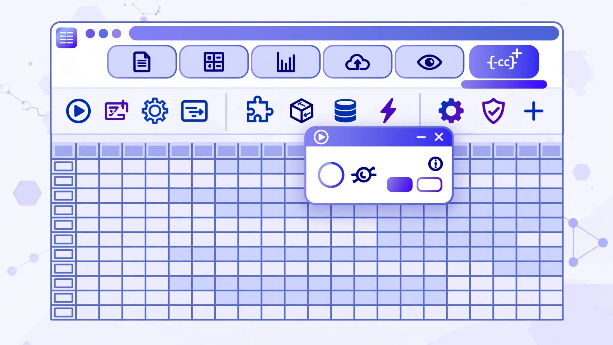 Spreadsheet ribbon toolbar with the Developer tab active and a small macro-run dialog floating above the sheet