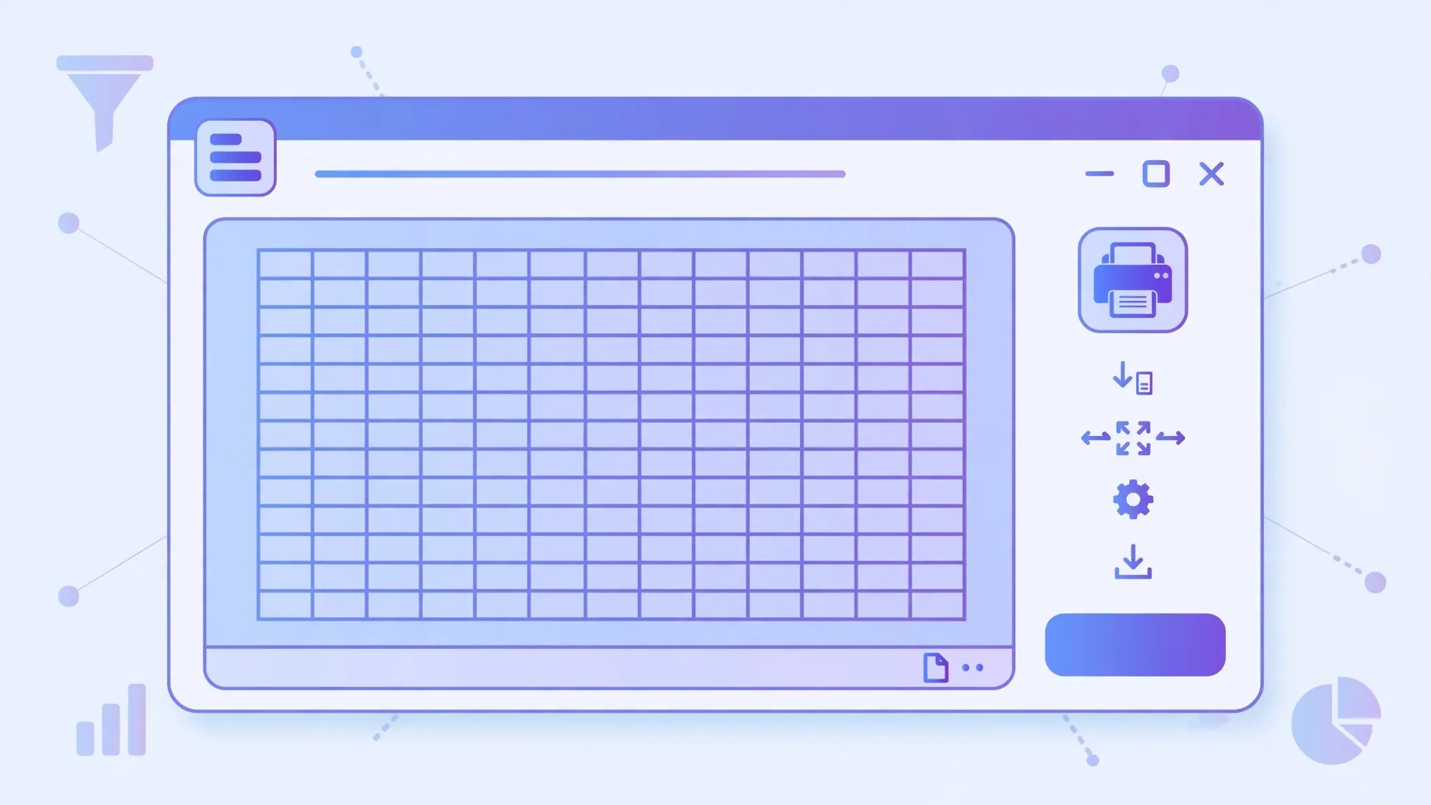 Print preview dialog showing a spreadsheet scaled to fit exactly one page, with a small printer icon beside it