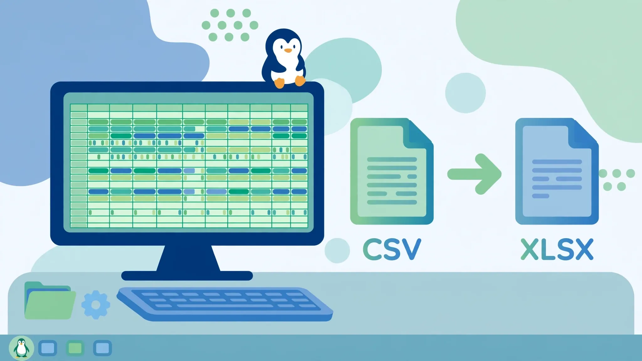 Desktop spreadsheet converting a CSV file to XLSX format, an alternative to cloud-based Zoho Sheet import