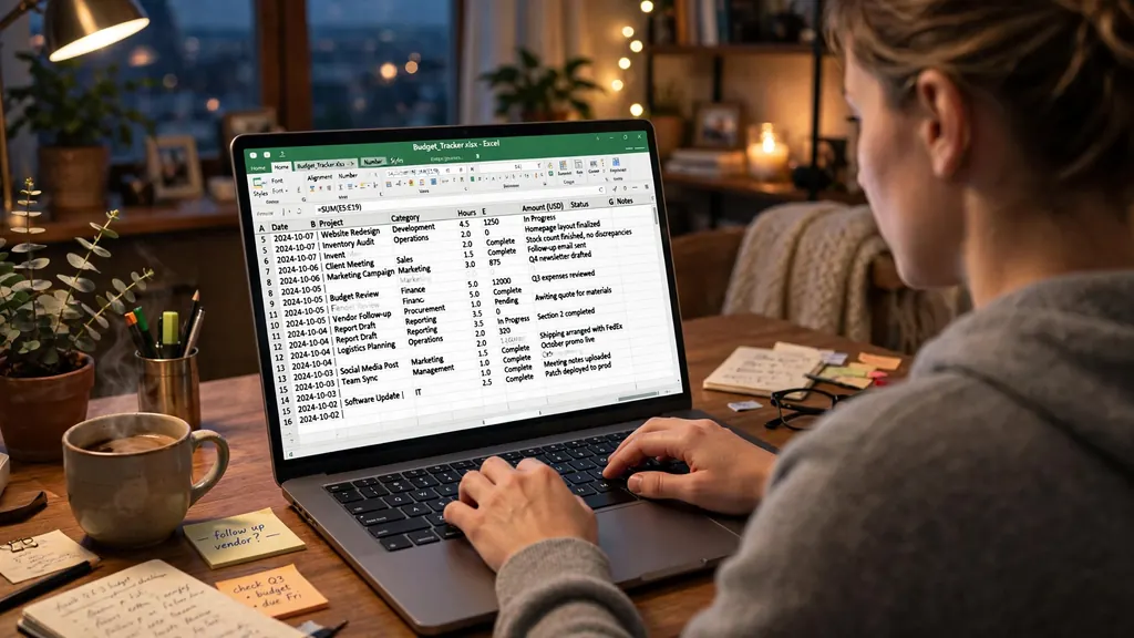 Person typing data into a laptop with an Excel spreadsheet open, demonstrating professional data entry work