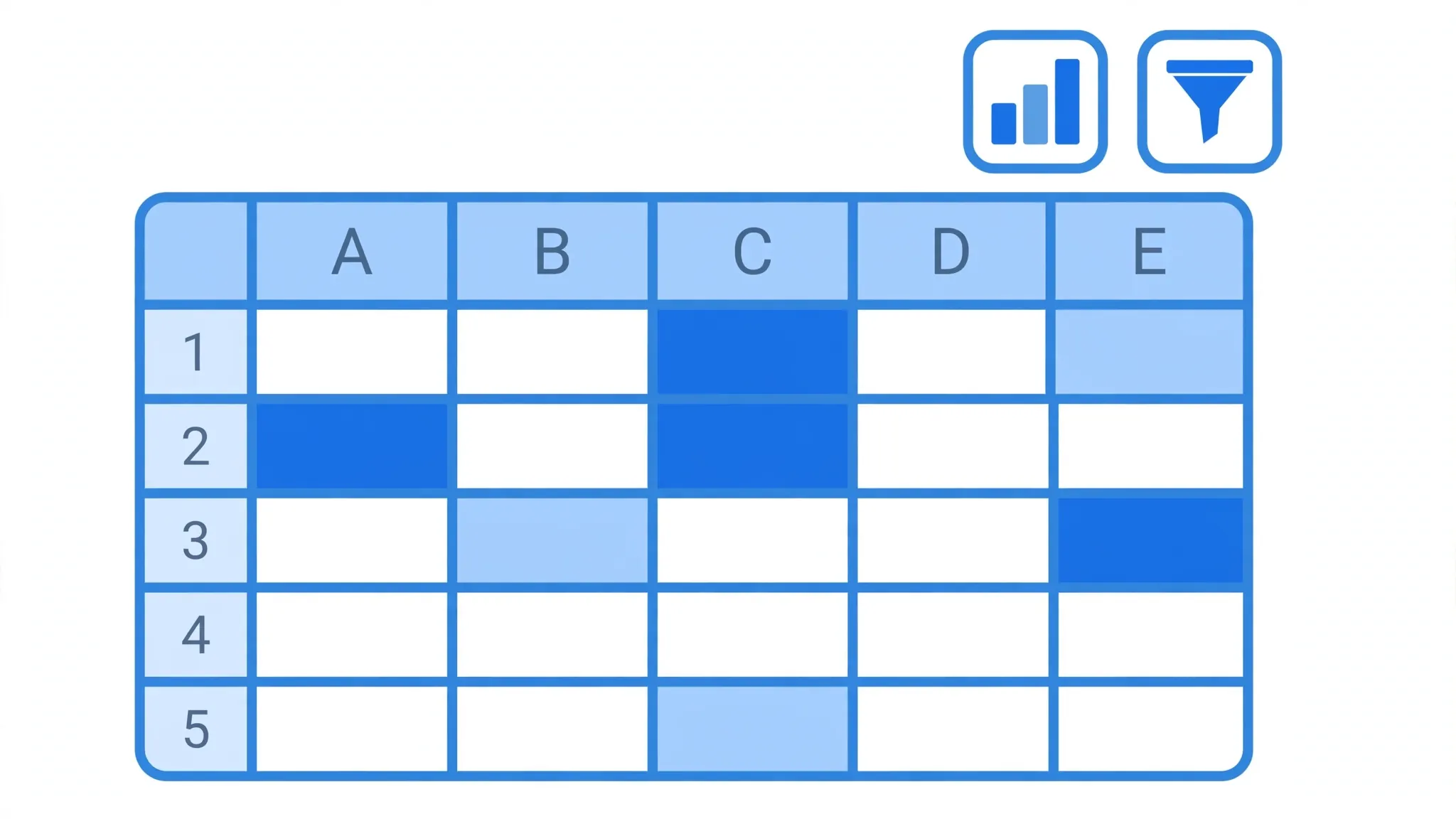 Close-up of a spreadsheet grid with highlighted cells, for the post-conversion verification checklist after CSV to Excel conversion