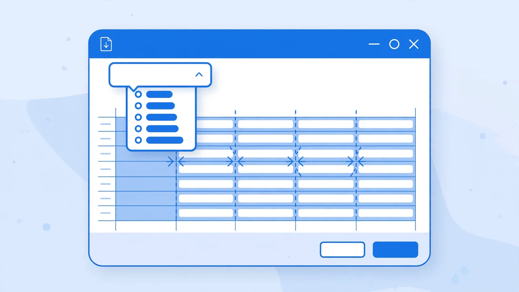 Power Query import preview window with the delimiter dropdown open above a spreadsheet grid