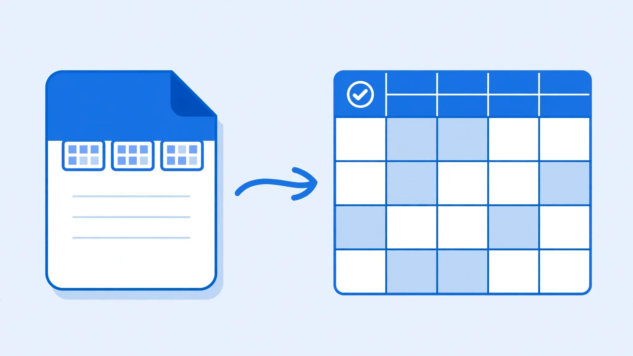 Document file icon with binary byte blocks at its header representing a byte-order mark being read by a spreadsheet