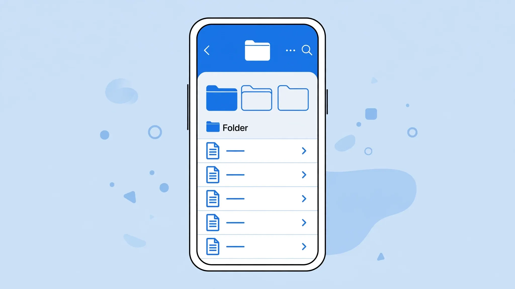Flat vector illustration of an iPhone showing the Files app with a folder of CSV document files