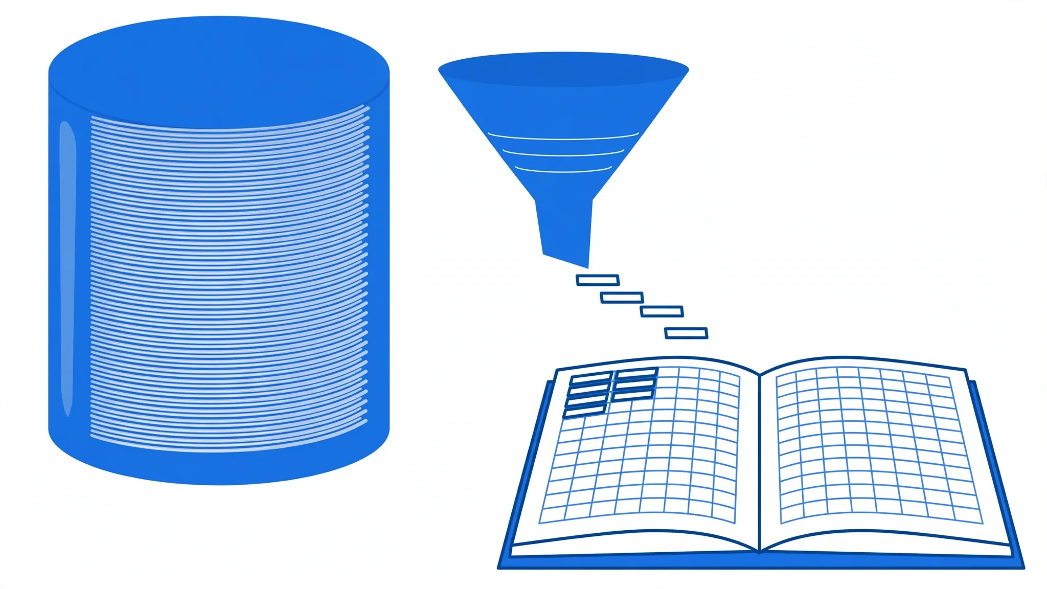A database filtering a massive CSV dataset and exporting only clean summary rows into an Excel workbook