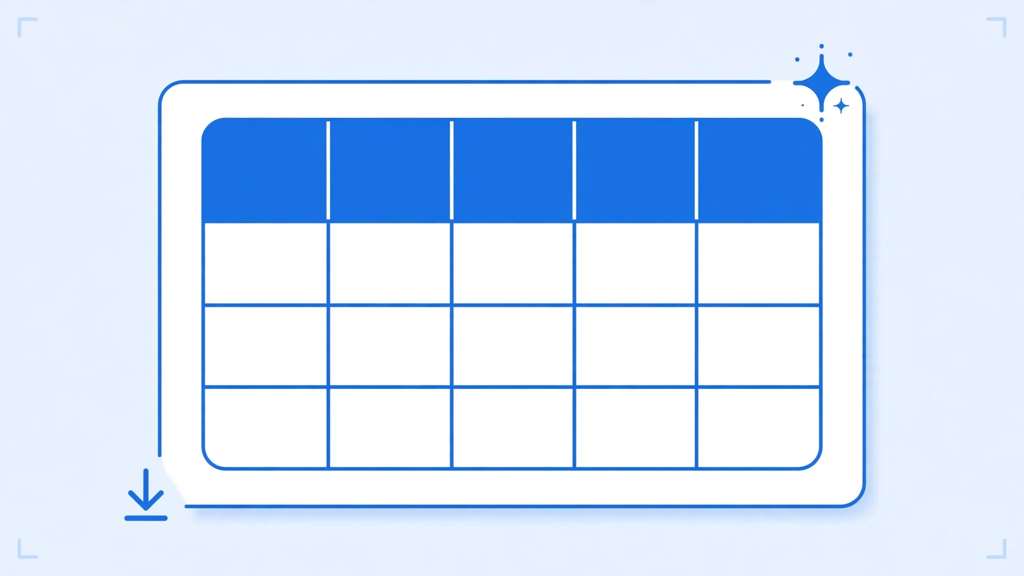 A pre-formatted Excel workbook template with styled headers, empty and ready for imported data