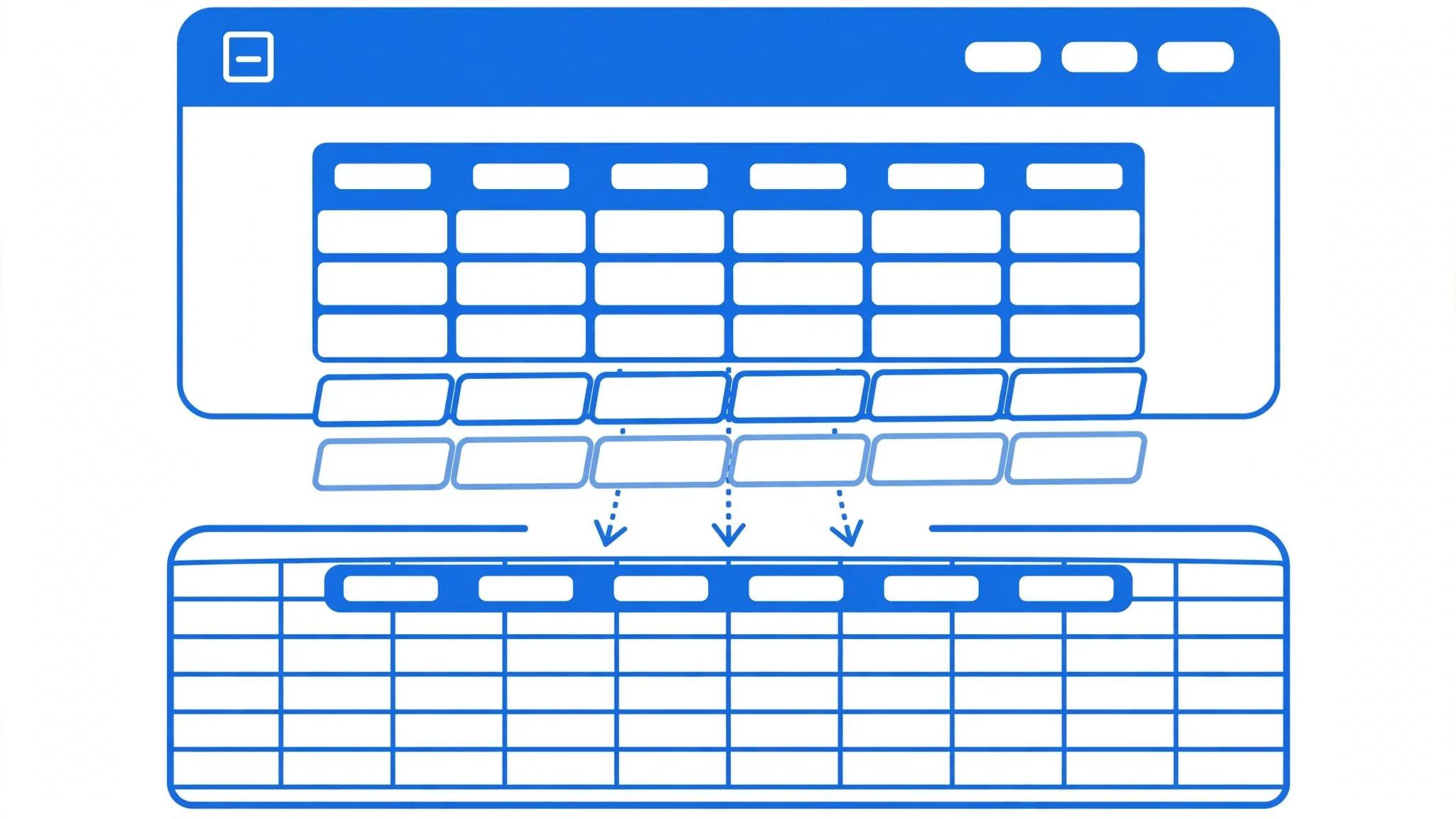 Webpage with a highlighted data table whose rows lift off the page into an Excel spreadsheet