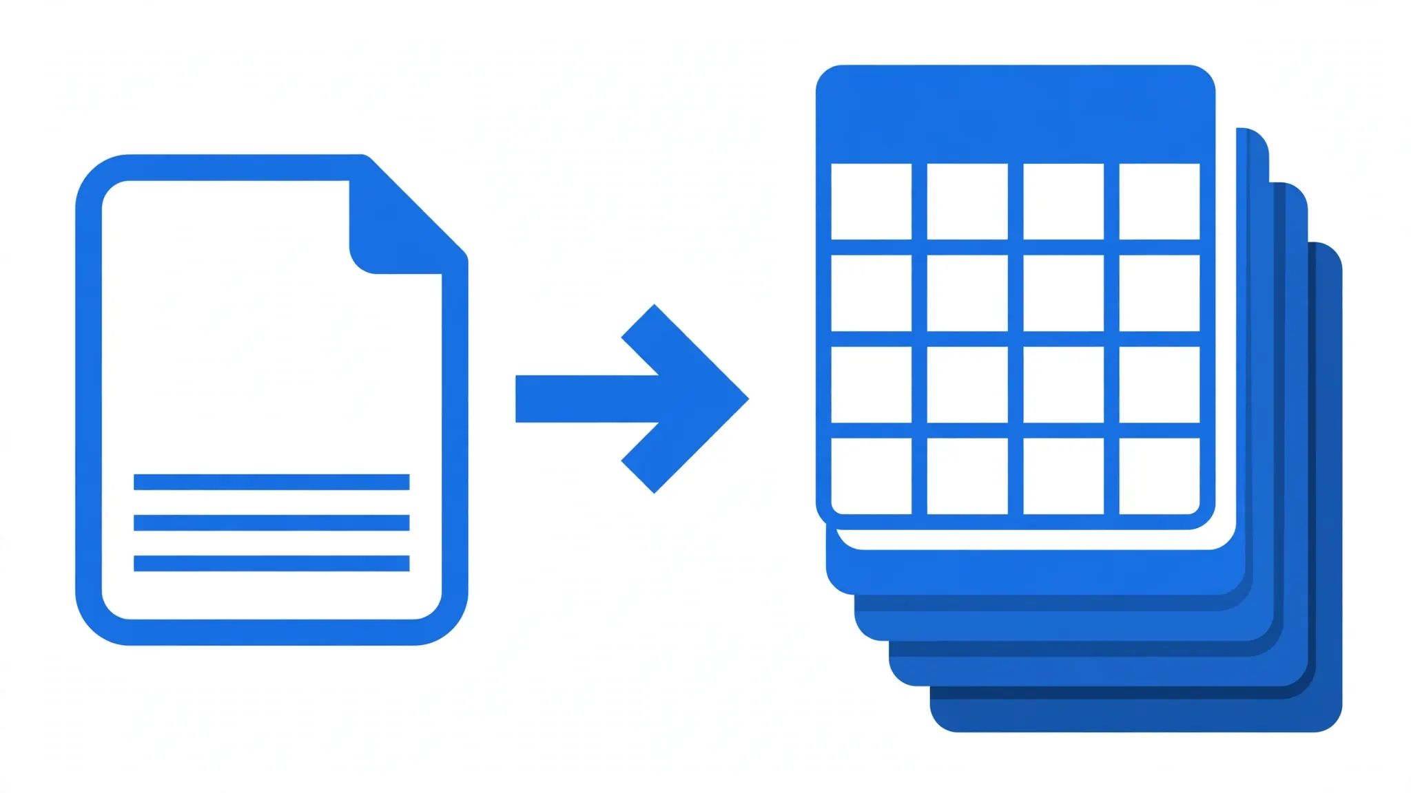 CSV file icon connected by an arrow to a spreadsheet grid icon with colorful sheet tabs