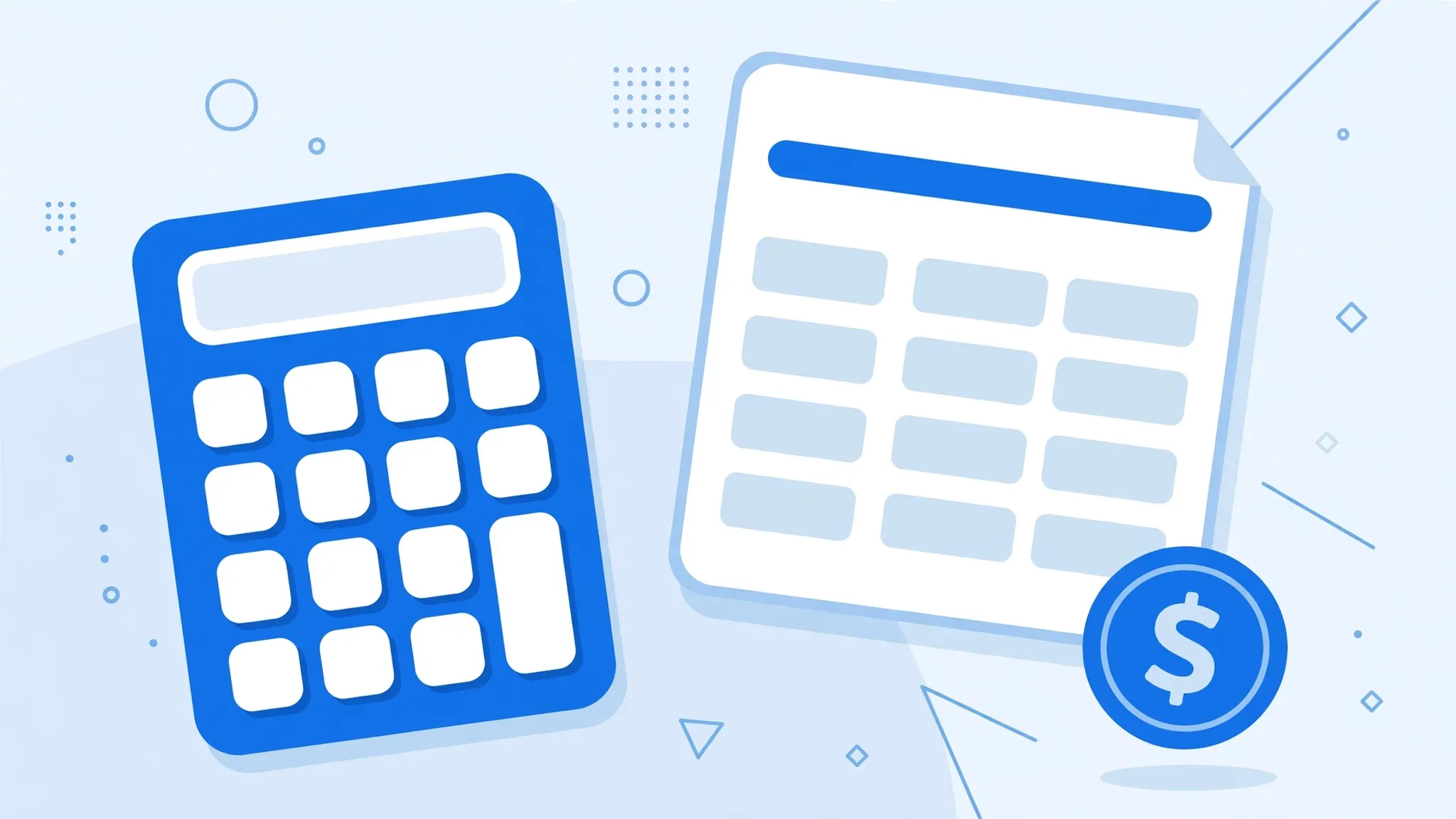 Calculator beside a bank statement document with table rows, illustrating CSV to Excel for accountants