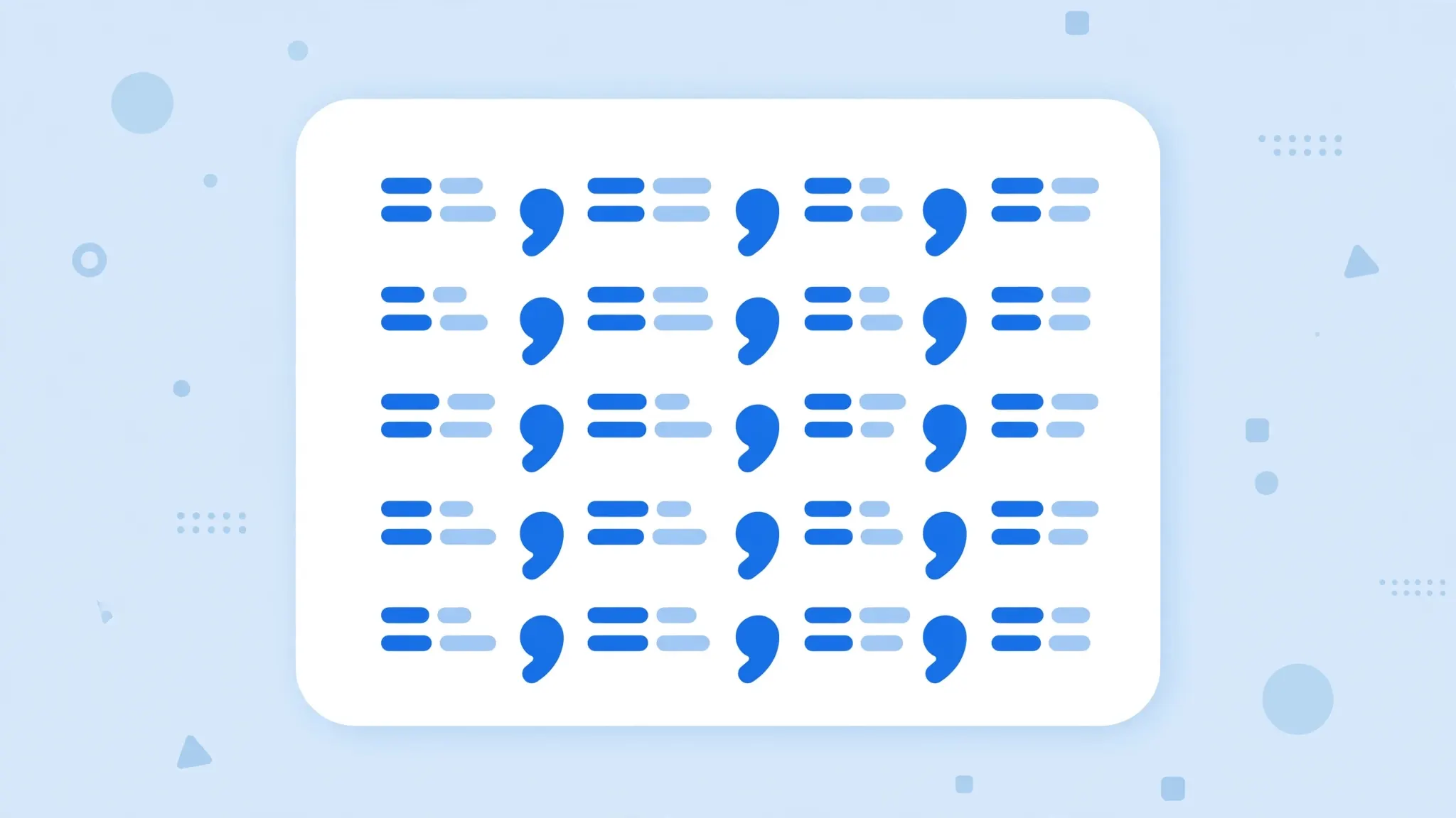 Plain text document showing rows of values separated by emphasized commas, the essence of the CSV format