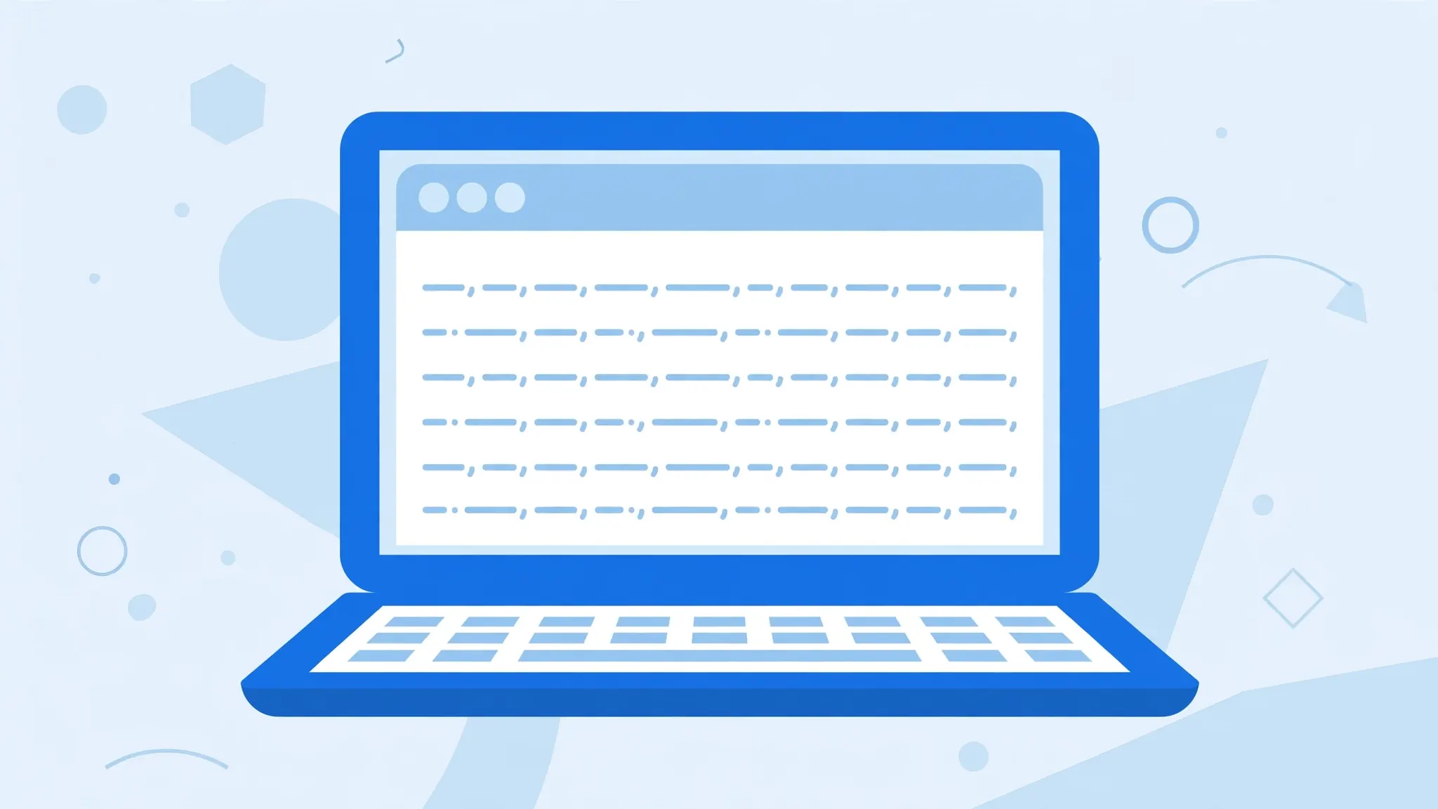 Laptop showing a plain text editor with data rows, for opening a CSV as raw text without Excel