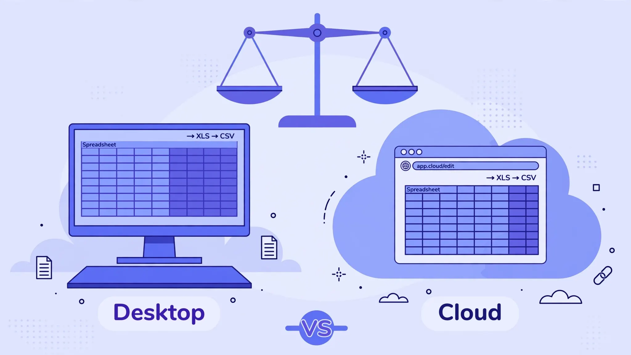 Comparison of desktop Excel software versus an online Excel to CSV converter in a browser