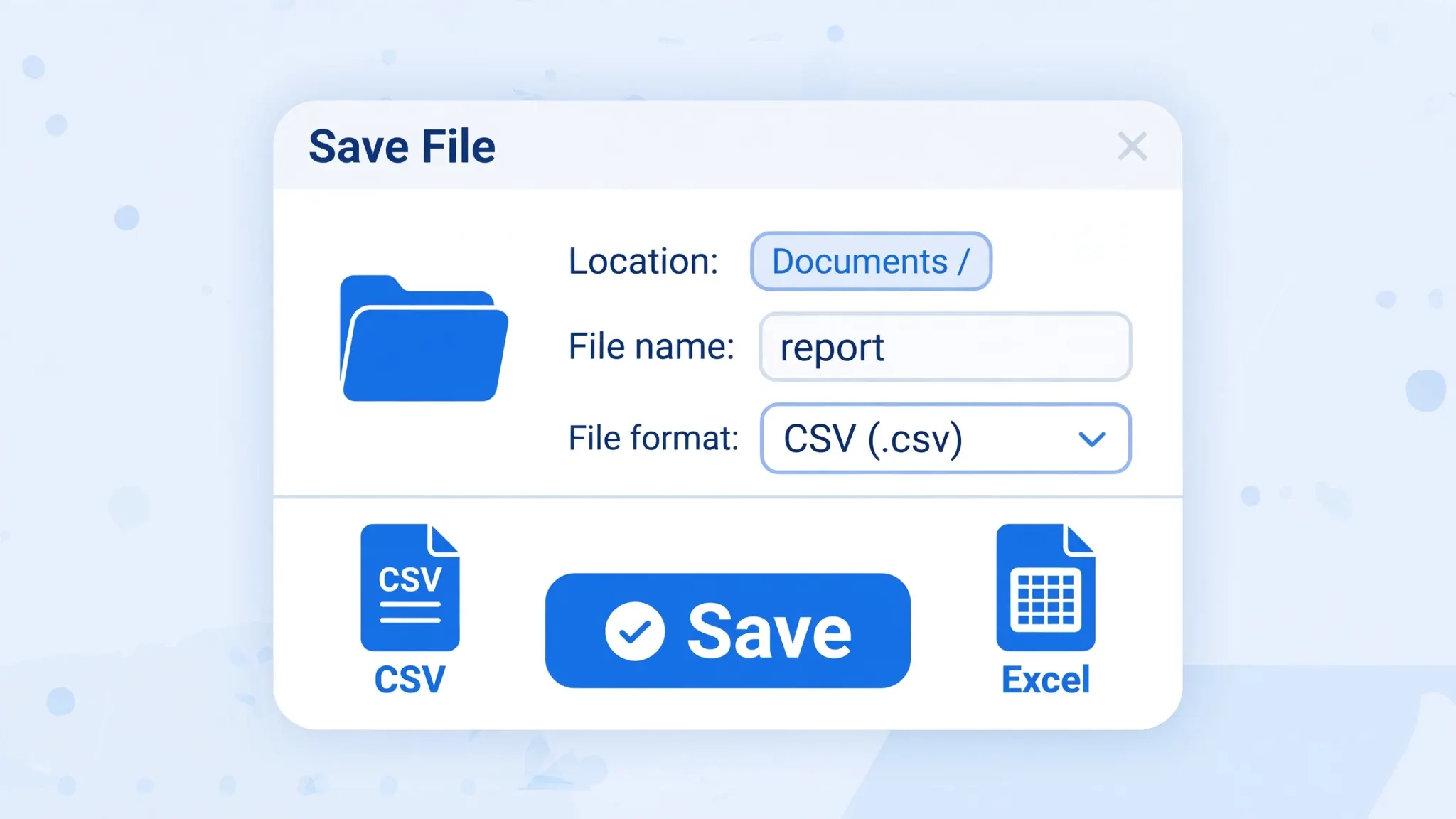 Save As dialog illustration showing the Excel Workbook XLSX format choice for changing CSV to XLSX in Excel