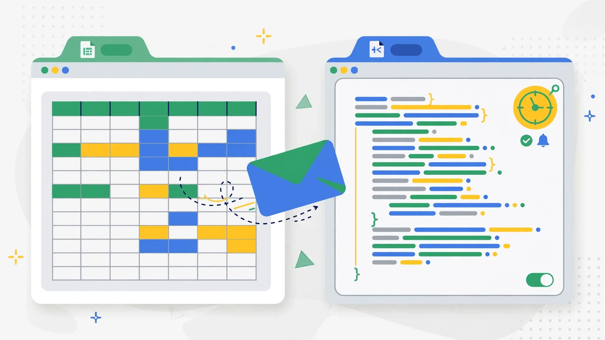 Google Sheets with Apps Script editor showing the cloud-based alternative to desktop Excel macros