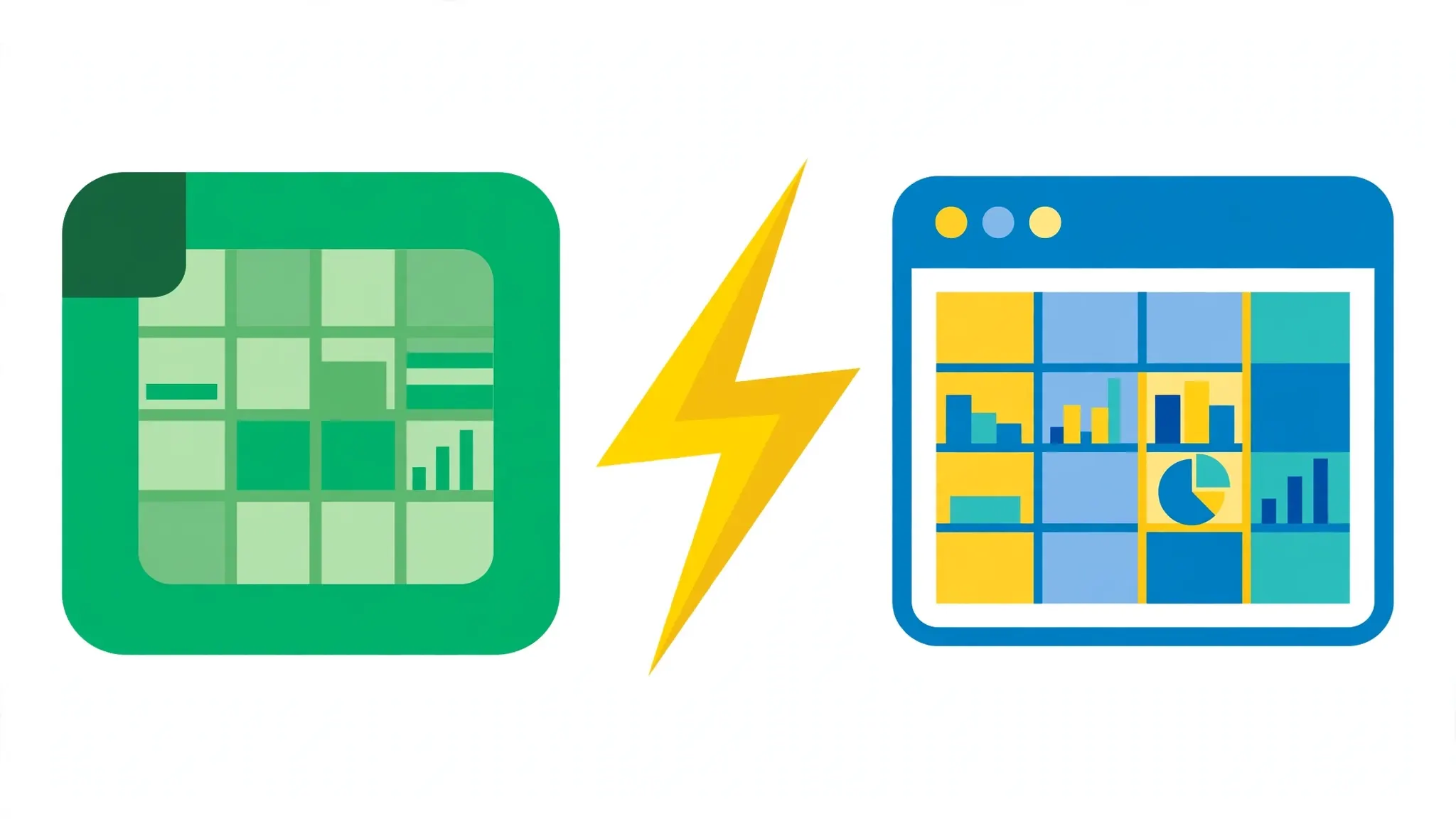 Head-to-head versus illustration with an Excel-style spreadsheet facing a browser-based spreadsheet