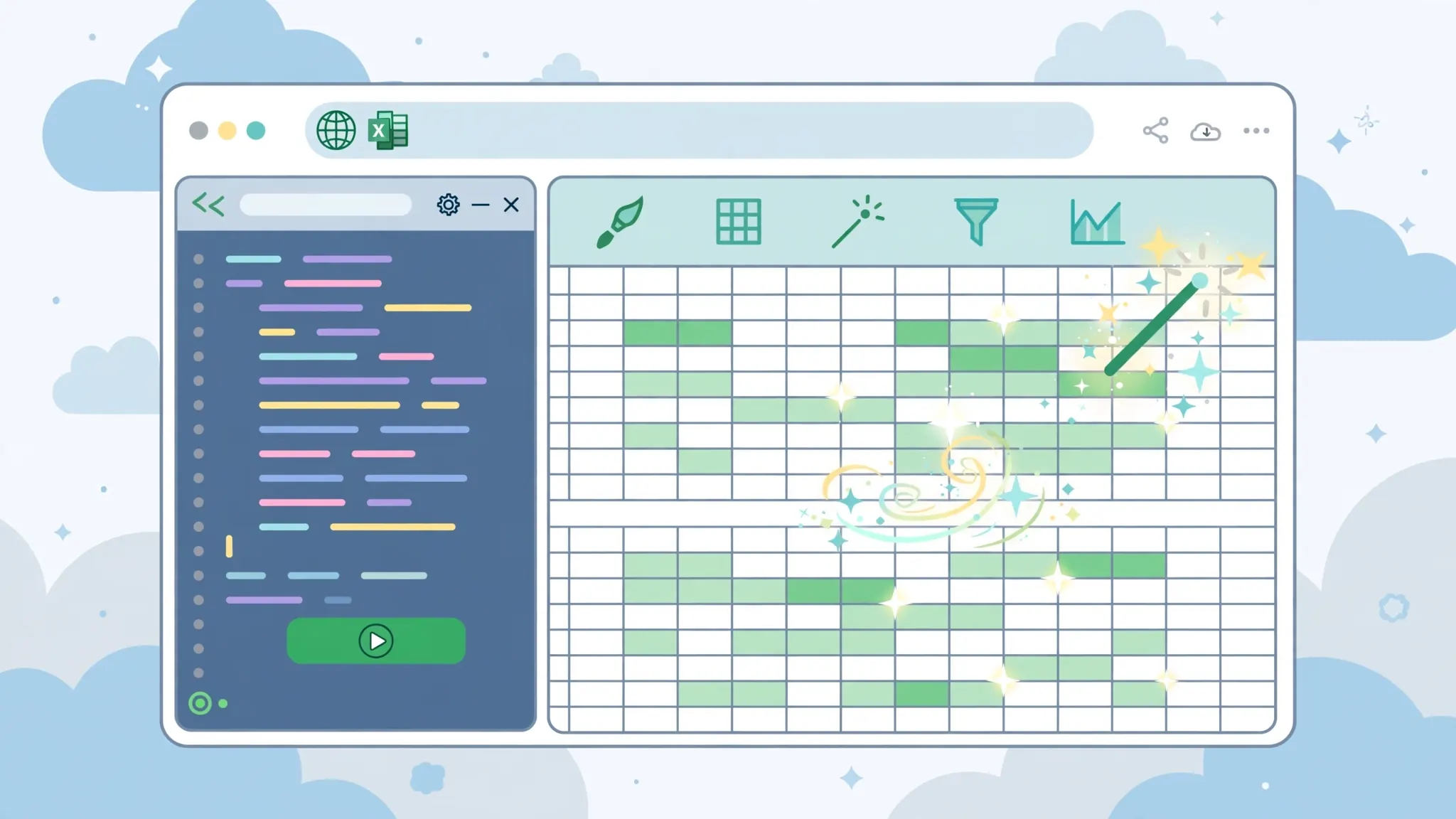 Excel for the web with an Office Scripts panel showing the cloud-native successor to VBA macros