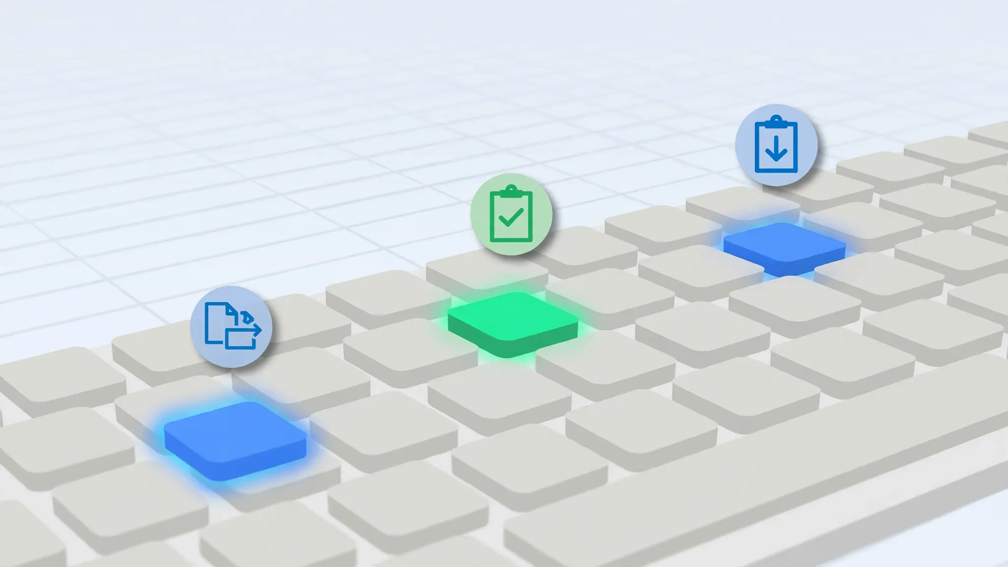 Computer keyboard with glowing shortcut keys, illustrating keyboard-first Excel data entry speed
