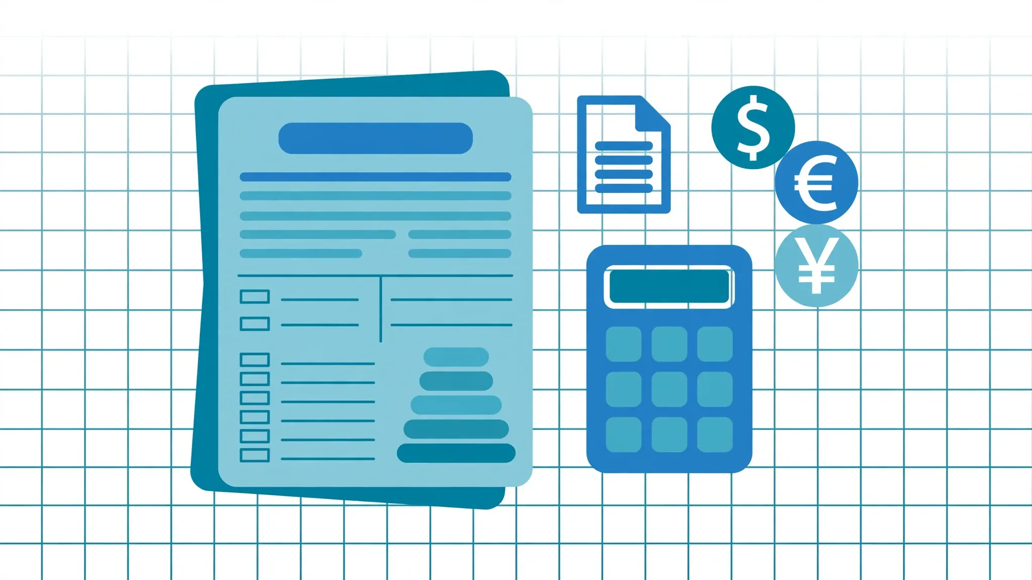 Clean invoice template over a spreadsheet grid showing proper headers and structured layout